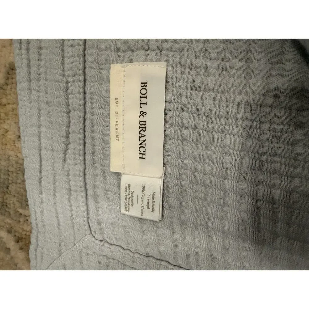 Boll & Branch Dream Bed Blanket Organic Cotton Sky Blue Full/ Queen NEW $319